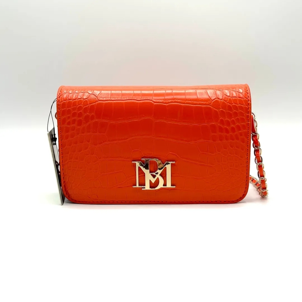Badgley Mischka Orange Clutch with Gold Hardware and Chain Strap